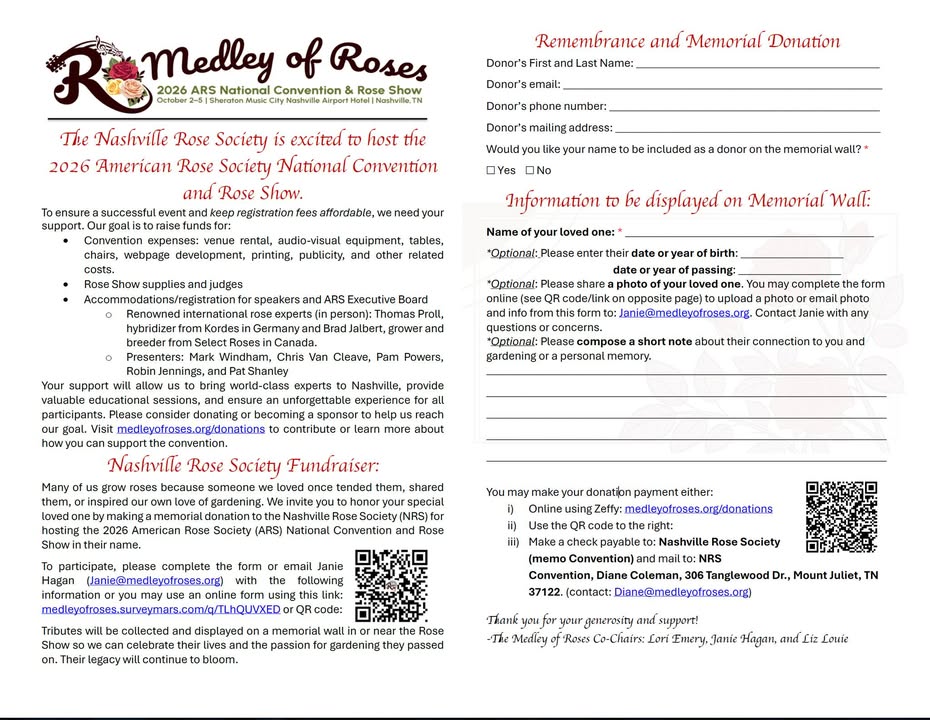 2026 ARS National Convention and Rose Show