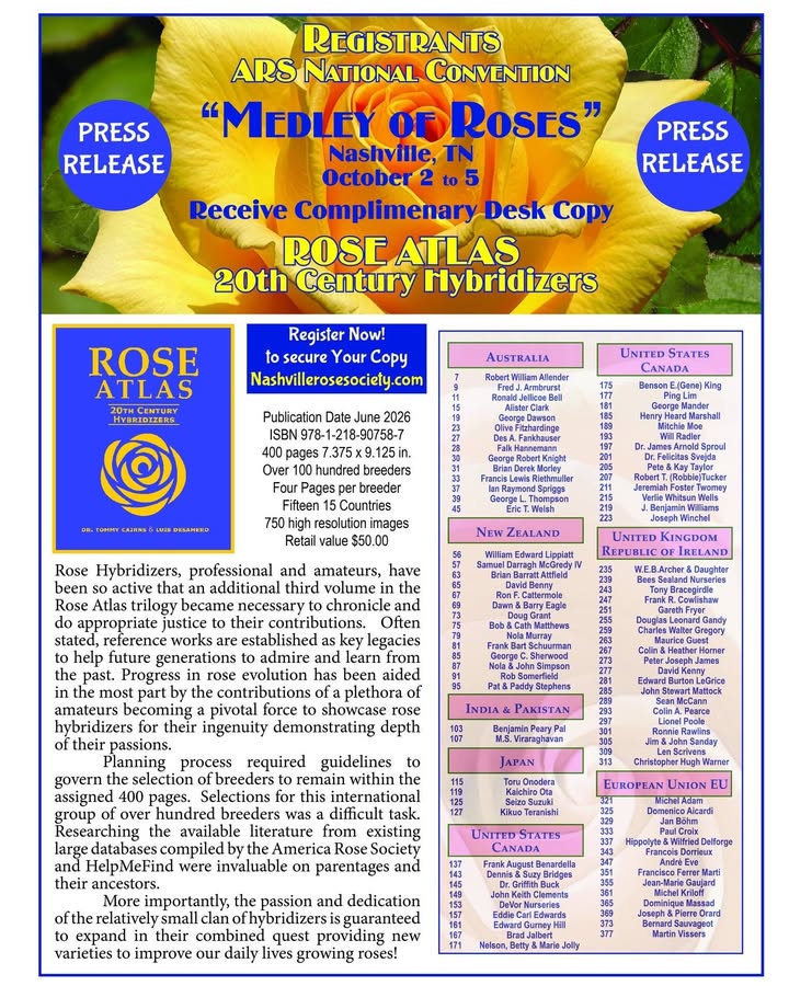 2026 ARS National Convention and Rose Show